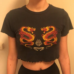 Top  - Croppad svart t-shirt från Urban Outfitters i storlek S. 