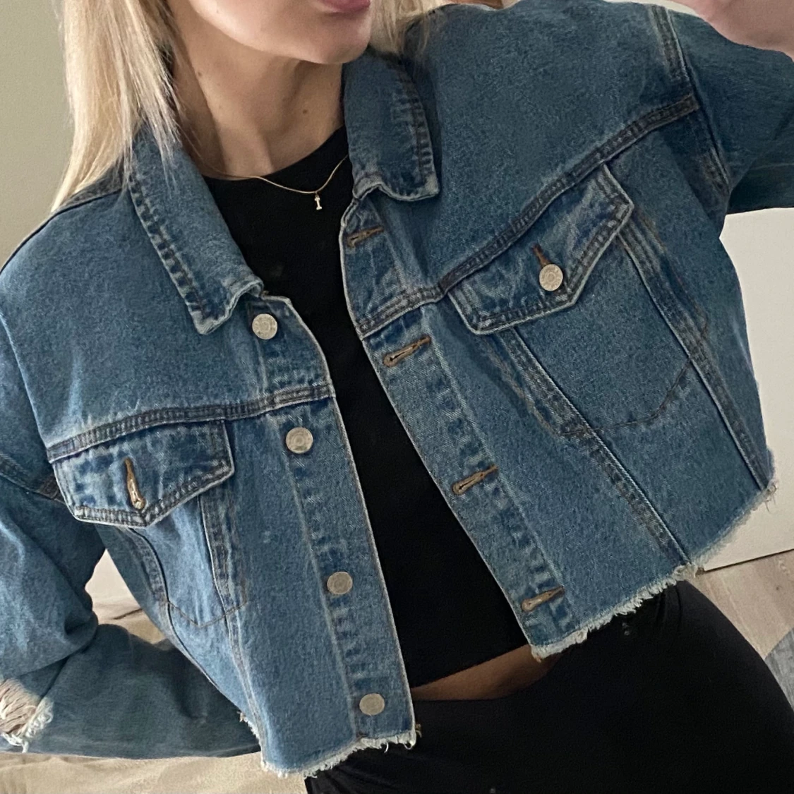 croppad jeansjacka
