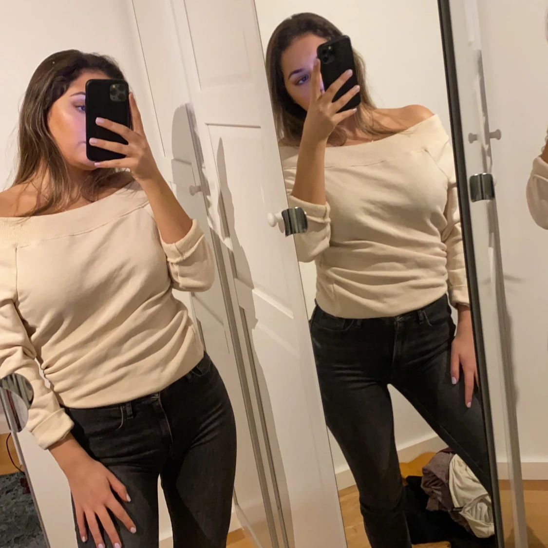 Nude offshoulder tröja - 91