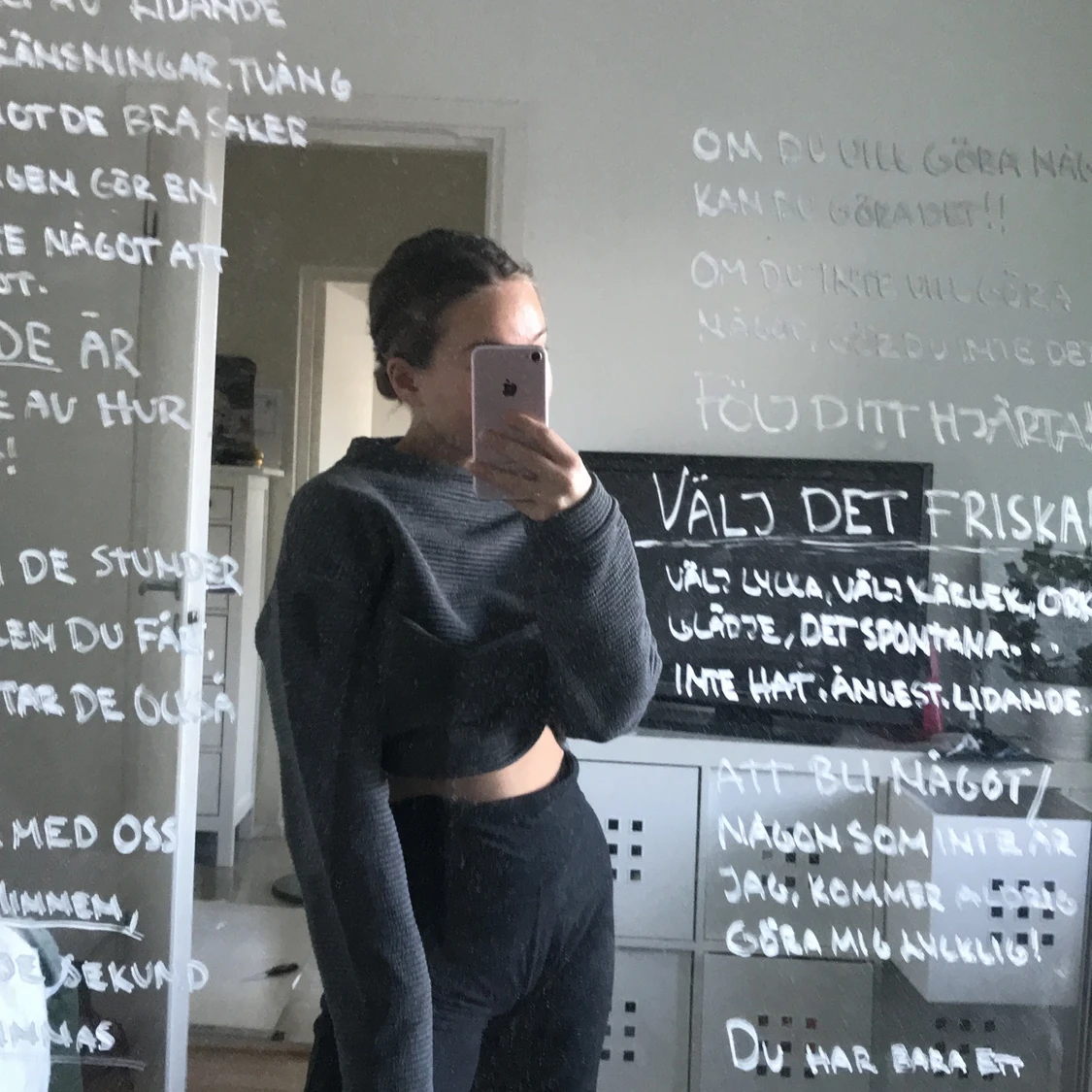 Grå ribbad halvpolo tröja från 365 - 90