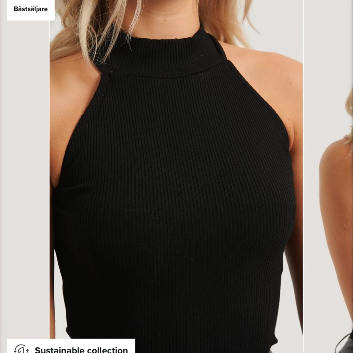 Ribbad topp med hög krage strl M - 90