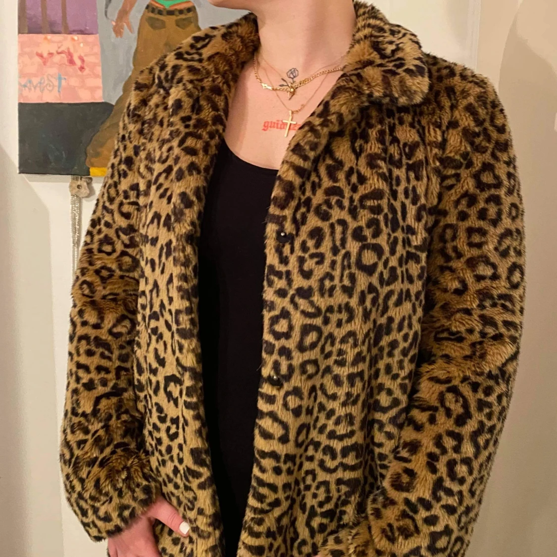 Pälsjacka leopard print - 91