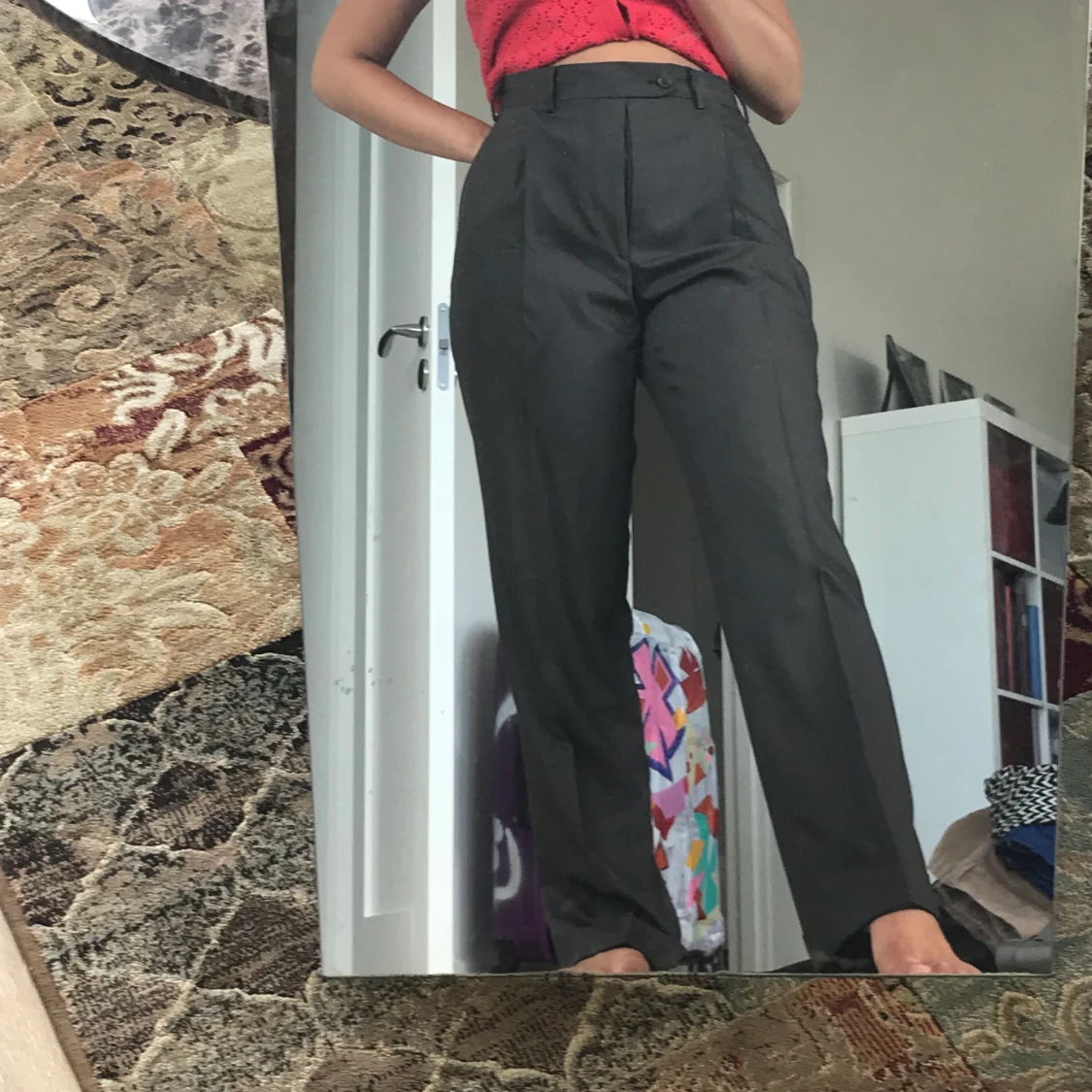 Mörkgröna kostymbyxor  - 90