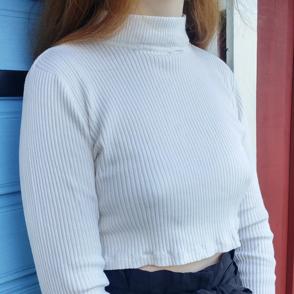 White turtleneck crop top - 90