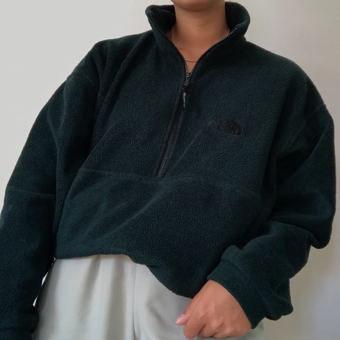 Mörkgrön North face half zip-up💫 - 90