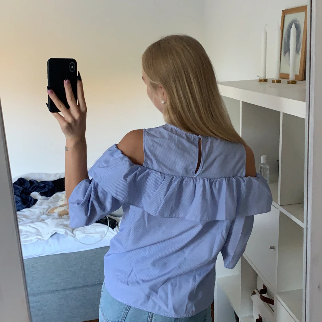 Blå&vit randig blus - 90