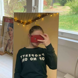  - Grön tröja med asnice text, det skulle vara snyggt att ha en kortärmad t-shirt över också. 40kr + frakt (köparen står för frakten).