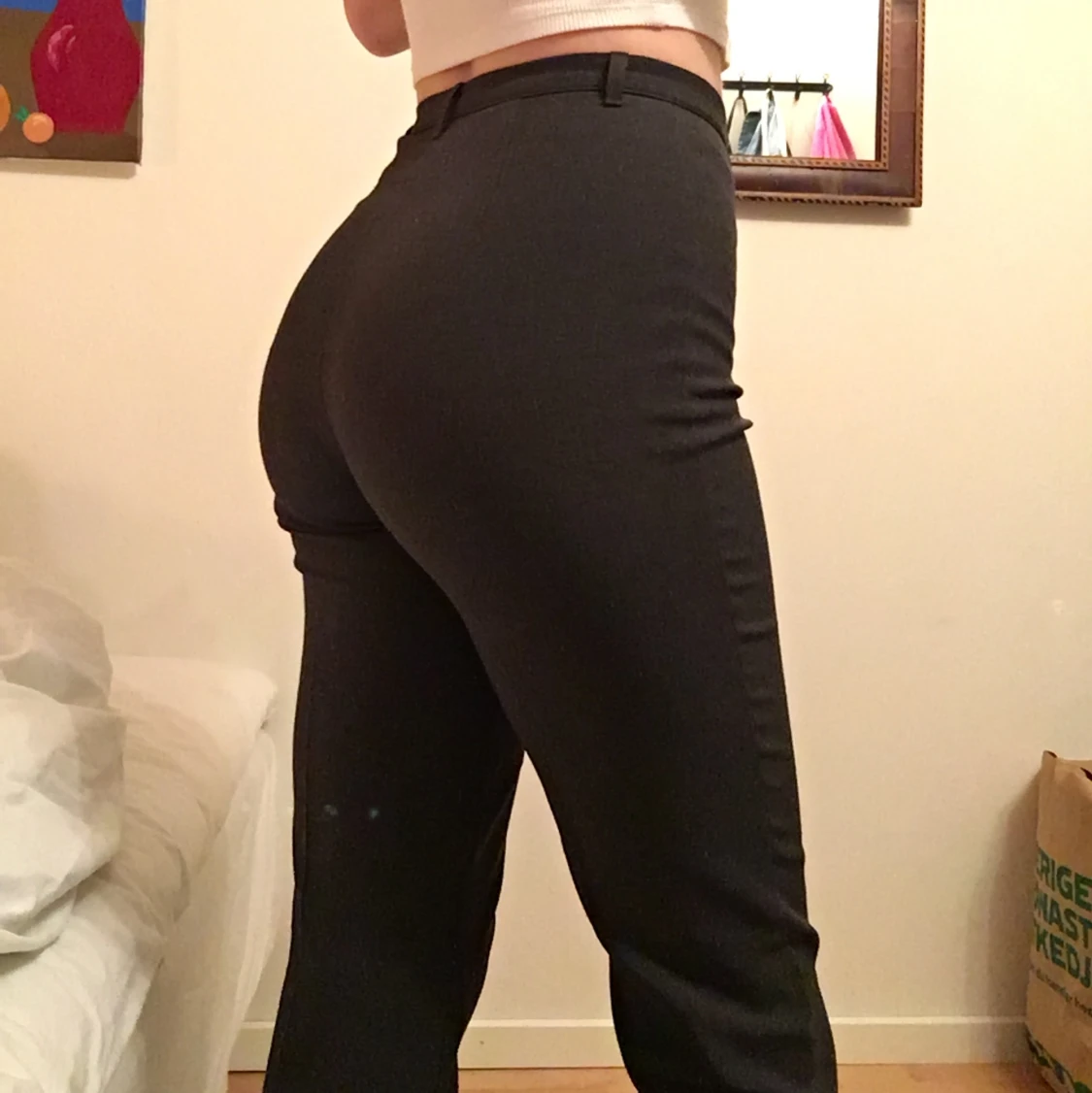 Grå raka kostymbyxor!  - 90