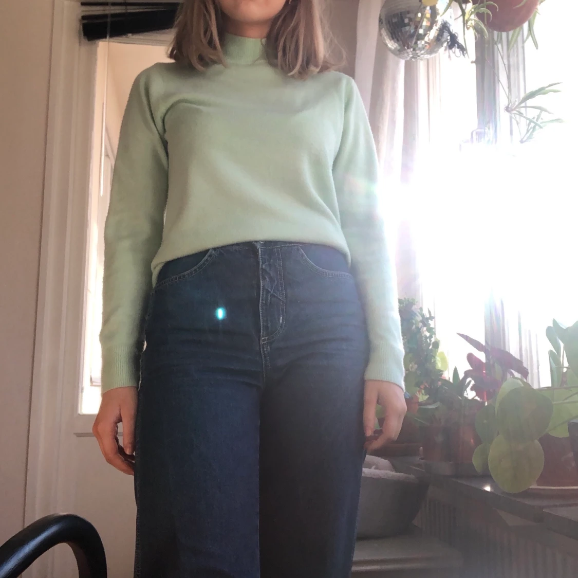 mintgrön halvpolo - 90