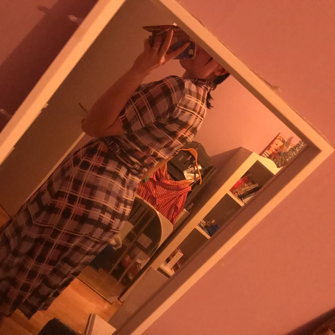 Lila rutig klänning - 90