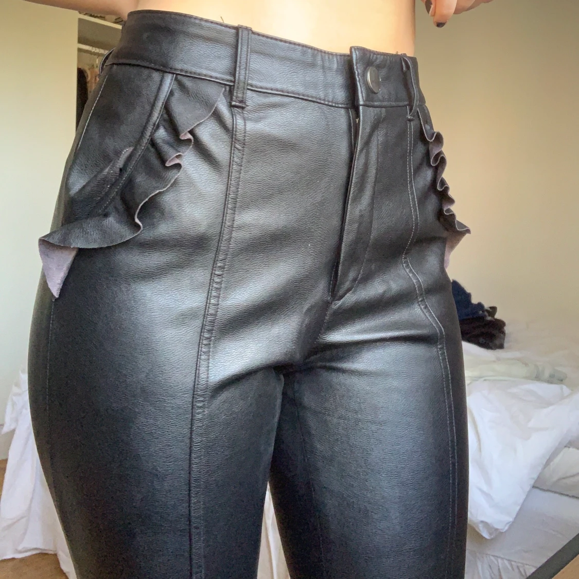 Svarta läderbyxor - 90