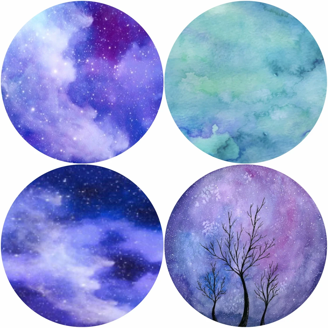 Roséring med akvarellmotiv under glas - 90