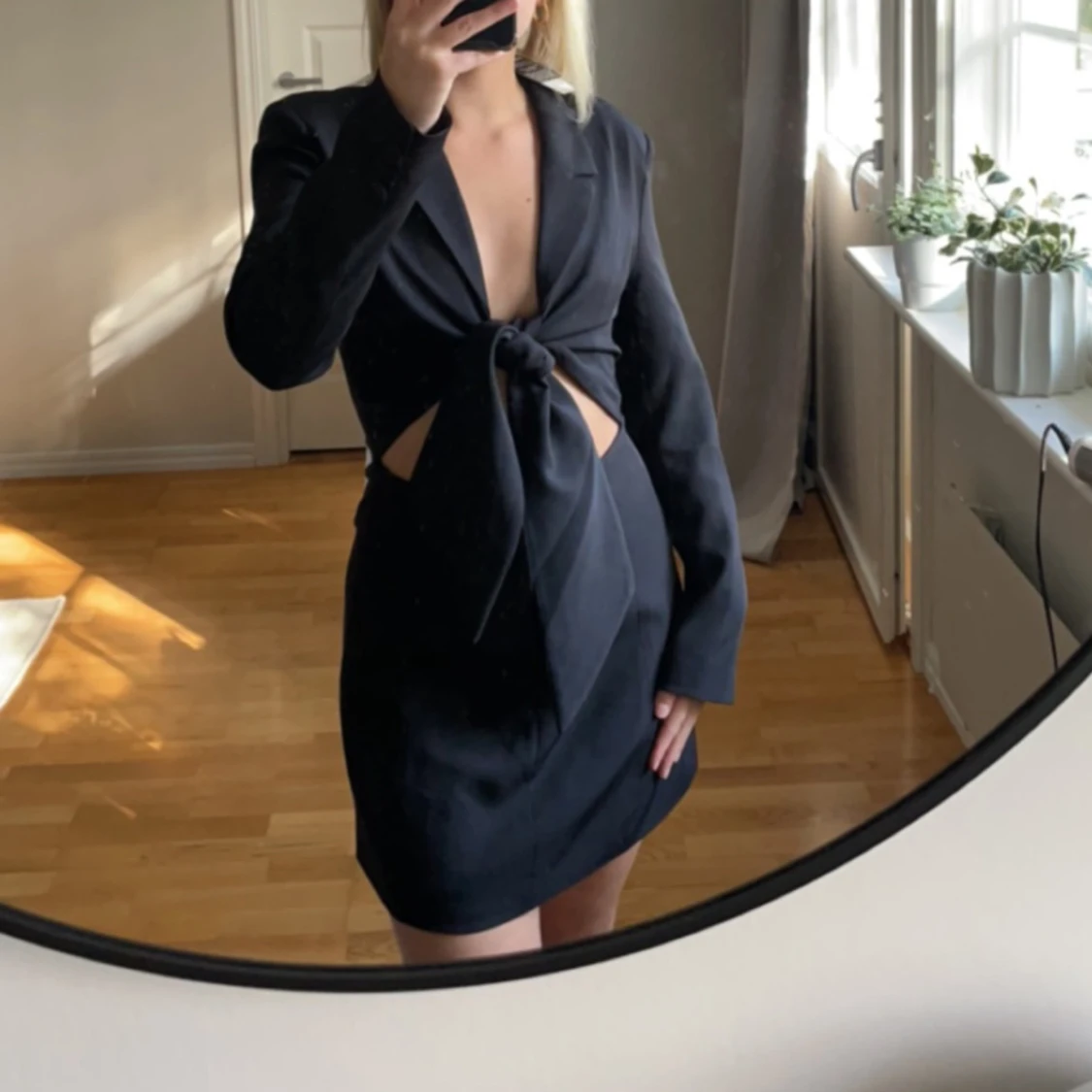 Tie front blazer dress