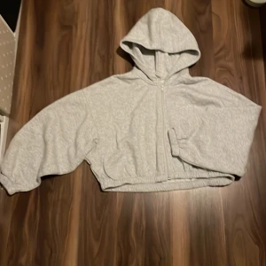 Grå hoodie  - Säljer en grå hoodie från h&m med dragkedja och mjuk insida. hoodien är i storlek M och en kortare modell. Den är i bra skick 
