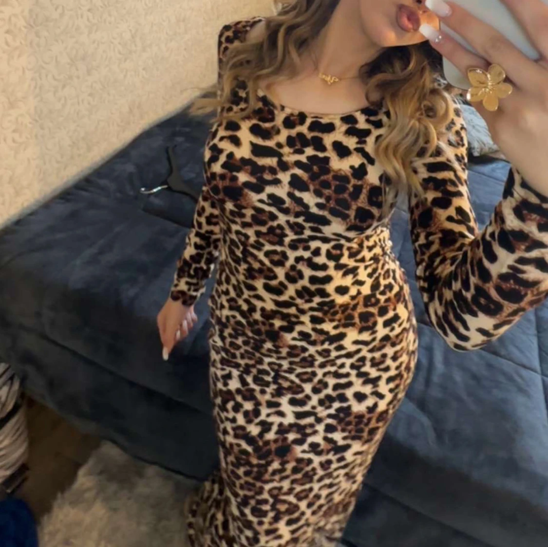 Leopardmönstrad långklänning - 90