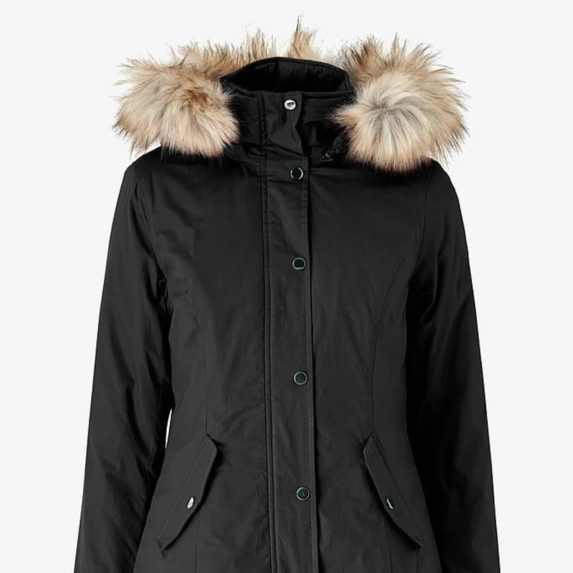 Svart parkajacka med päls - 90
