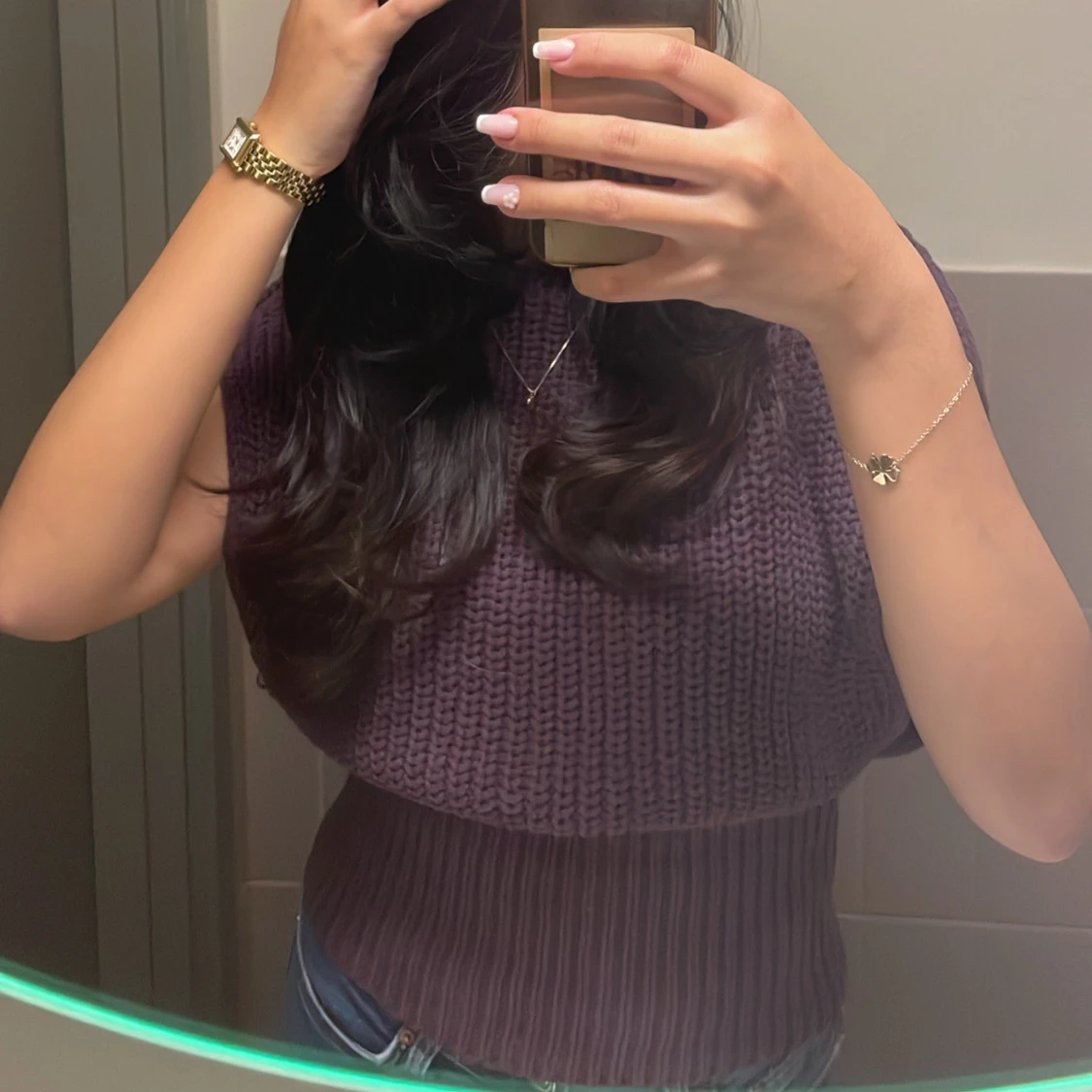 Vinröd stickad topp