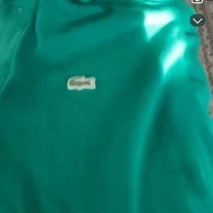 Grön pikétröja från Lacoste - Säljer en snygg grön pikétröja från Lacoste. Den har den klassiska krokodilloggan på bröstet och knappar vid kragen. Perfekt för en casual look eller en dag på golfbanan. Passar bra till både jeans och shorts!
