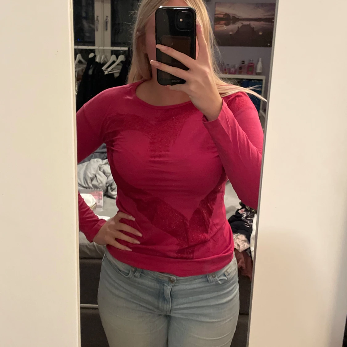 Rosa långärmad topp