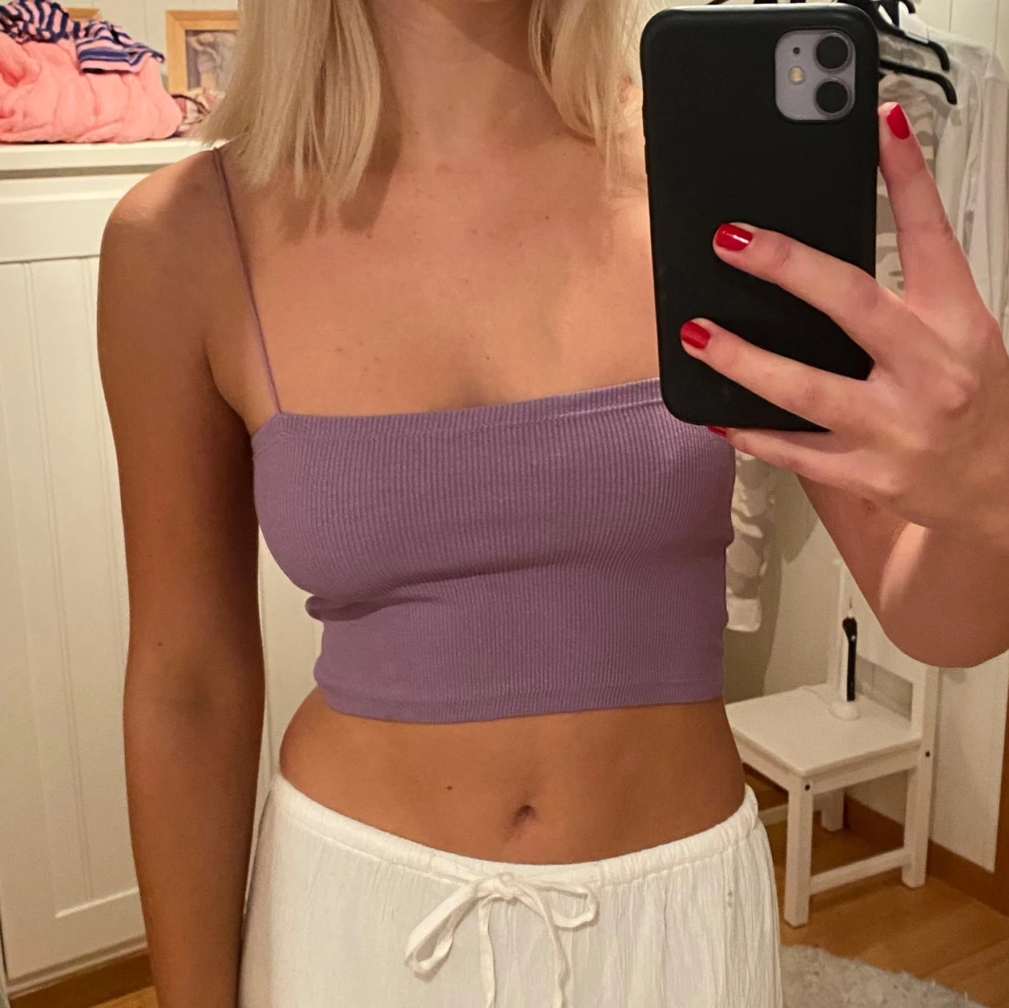 lila croppat linne zara