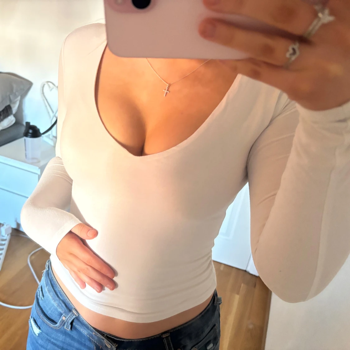 Vit långärmad topp - 1