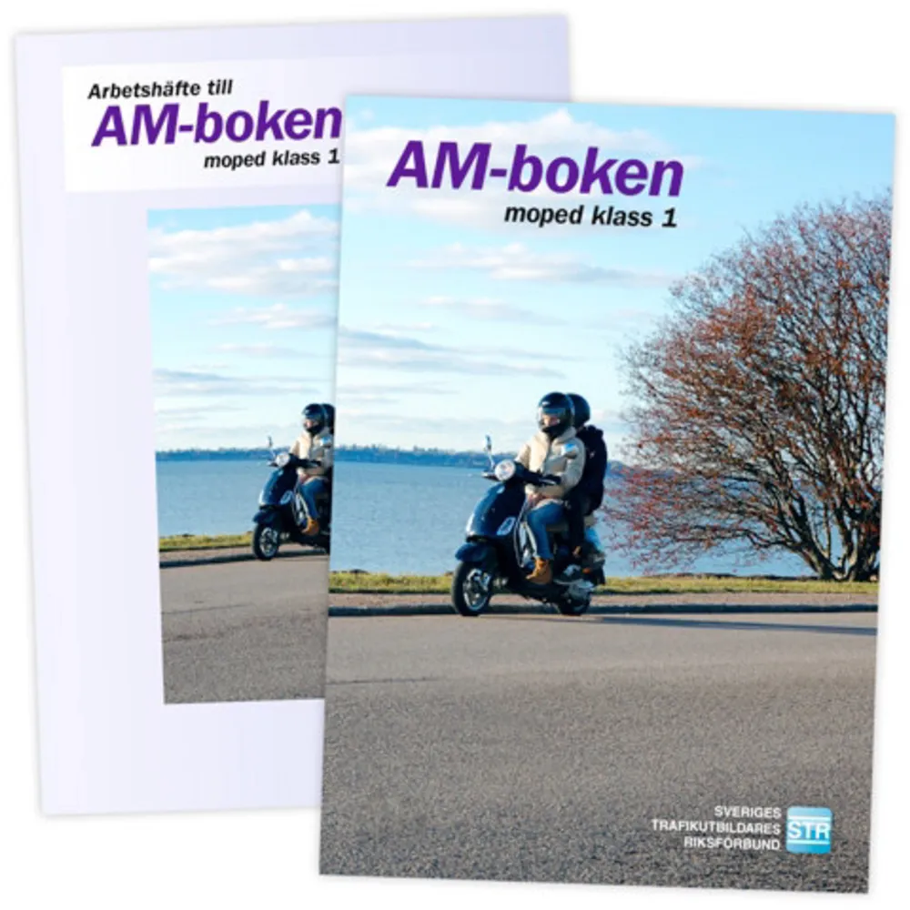 AM-boken moped klass 1 samt en tillhörande arbetshäfte. Helt oanvända och i ny skick. . Övrigt.