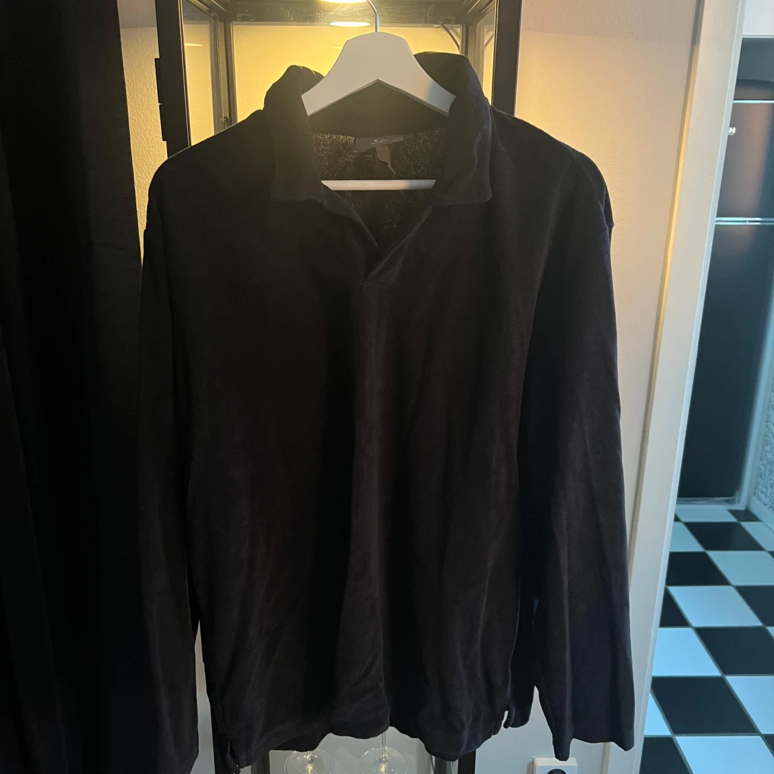 Svart långärmad Frottétröja - 1