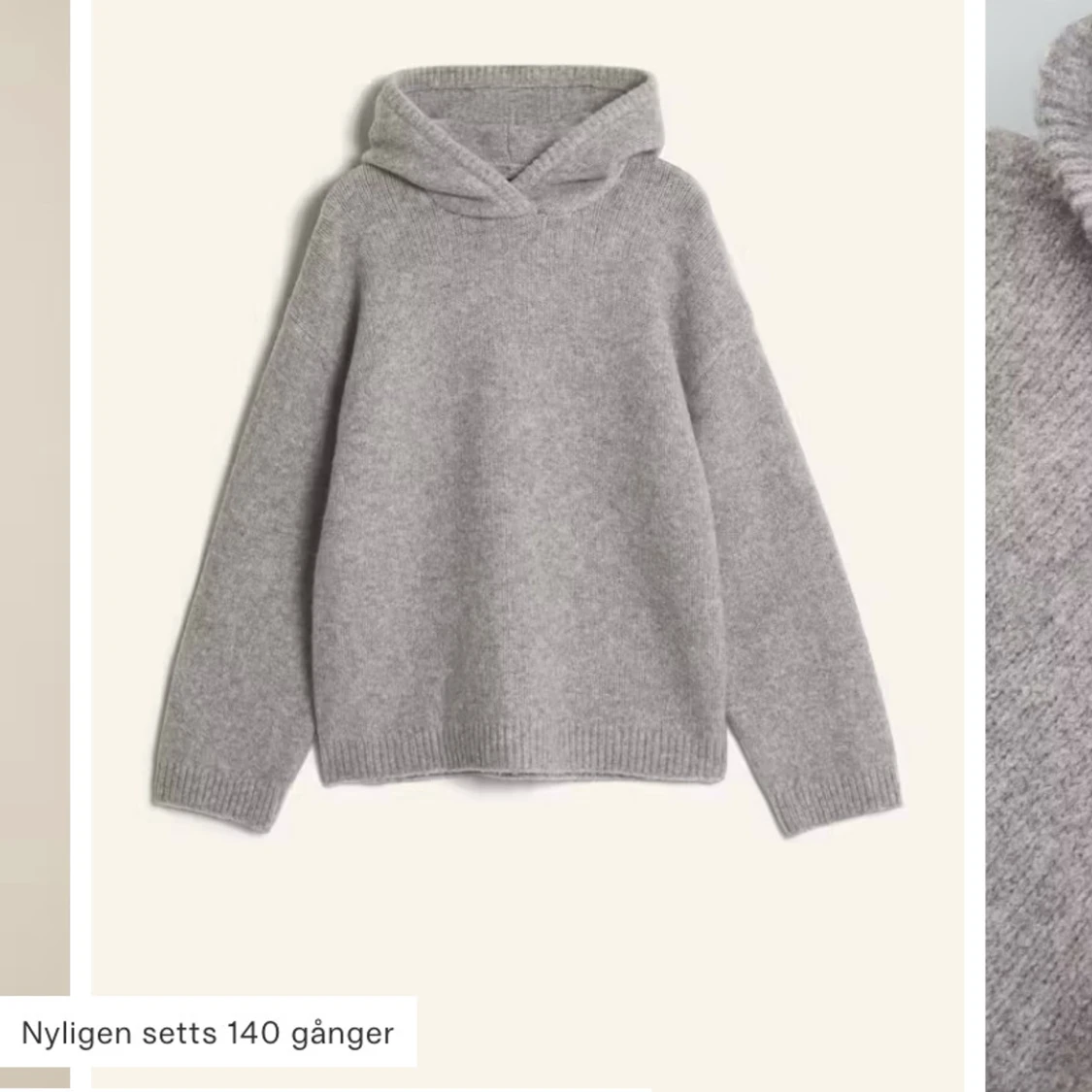 Grå stickad hoodie