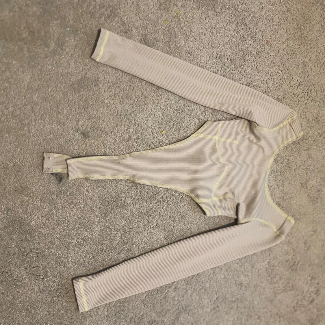 Beige ribbad bodysuit - 1