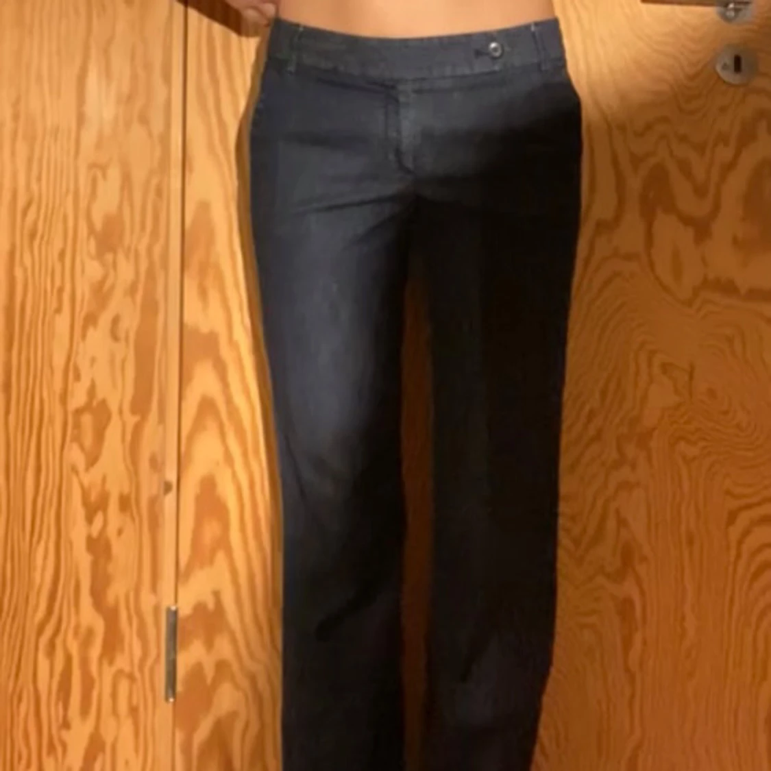 Mörkblå lågmidjade bootcut byxor - 4