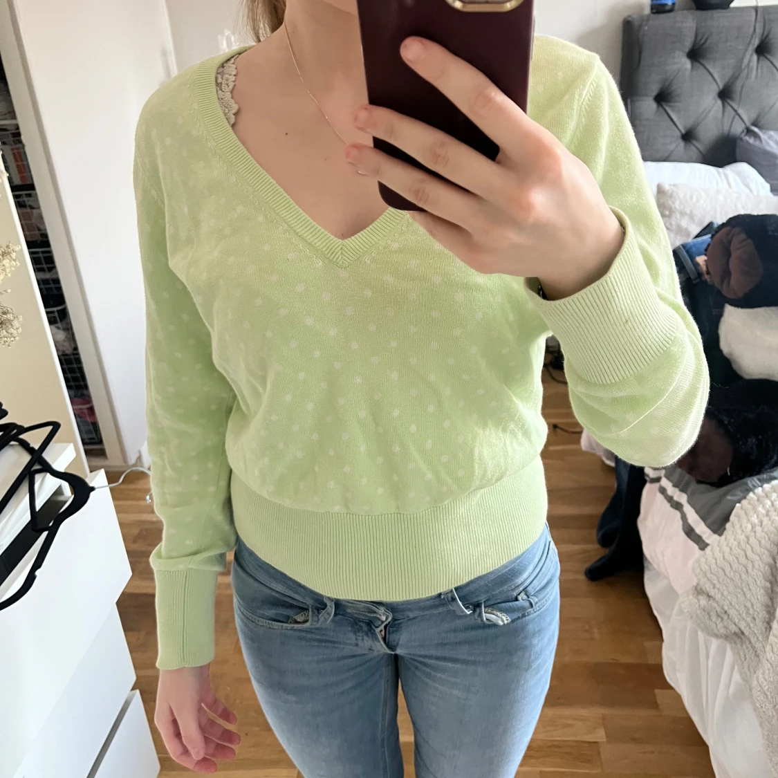 Ljusgrön v-ringad tröja från GANT