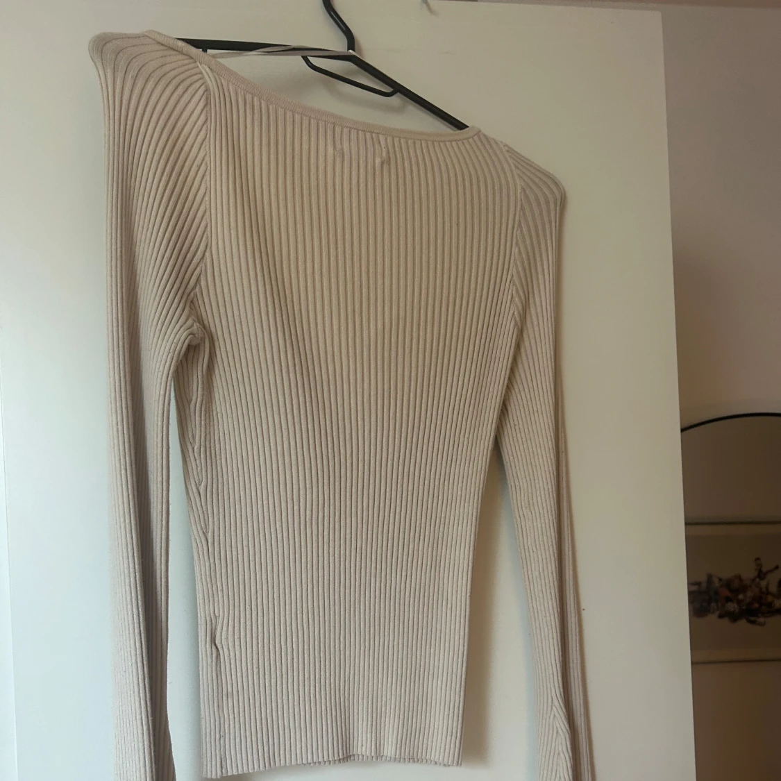 Beige ribbad topp - 1