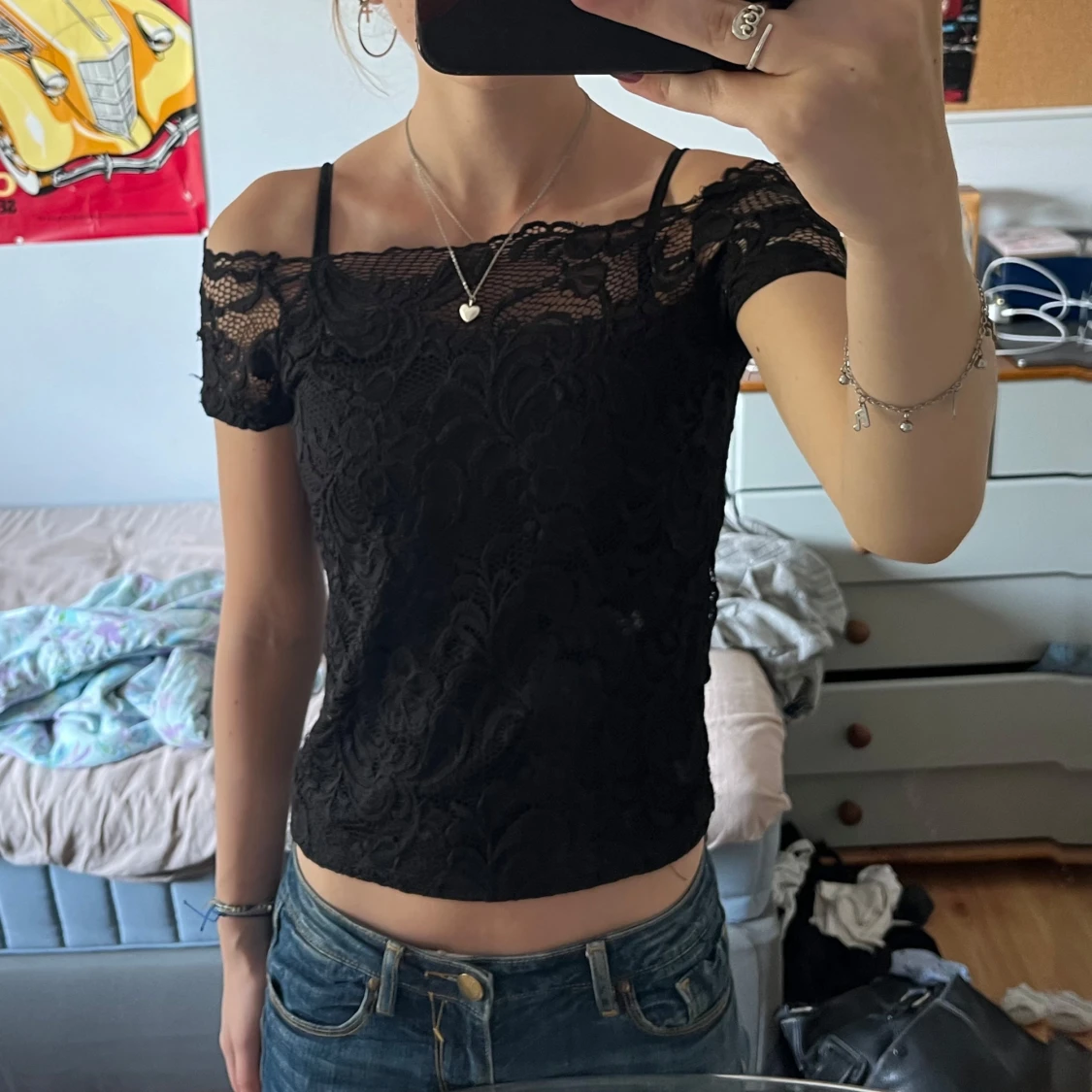 Svart offshoulder topp