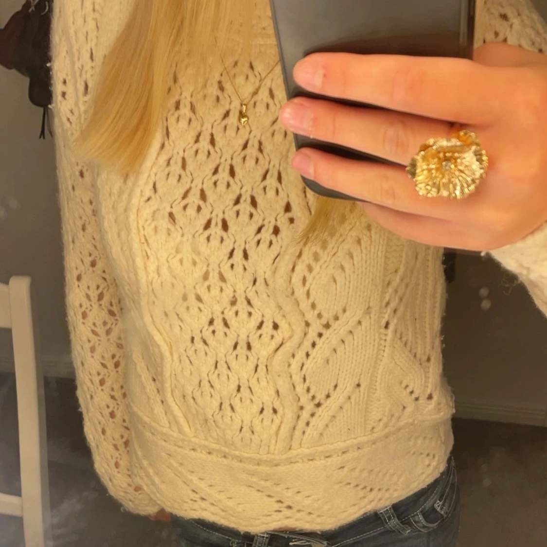 Vit stickad tröja - 2