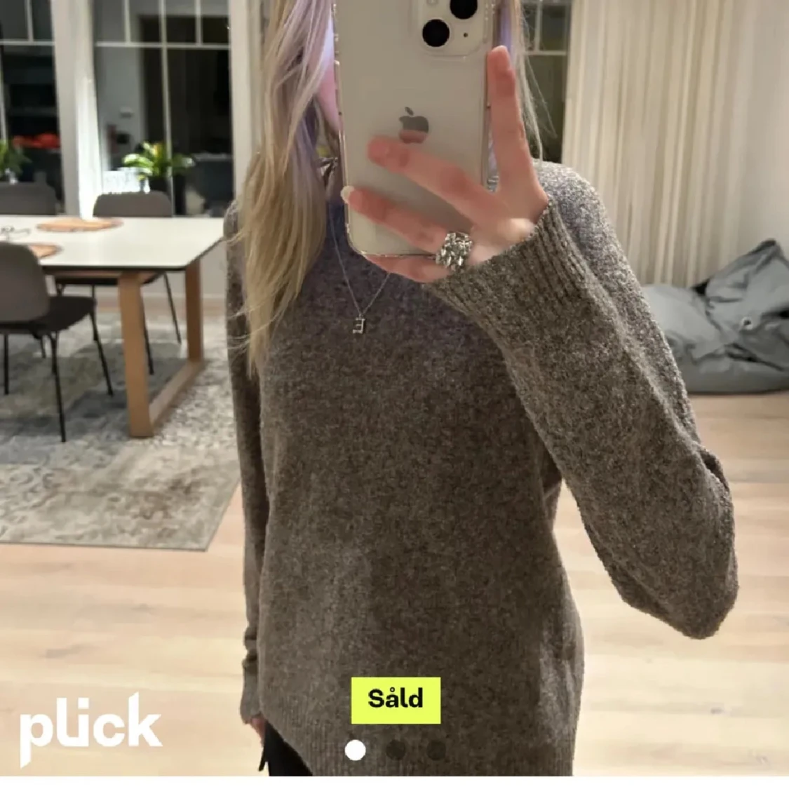 Grå stickad tröja - 90