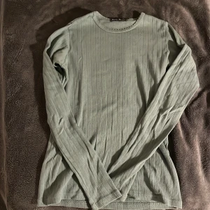 Grön långärmad topp från Brandy Melville - Säljer en superfin grön långärmad topp från Brandy Melville. Den är ribbad med ett subtilt mönster och har en bekväm passform. Perfekt för både vår och höst! 💚