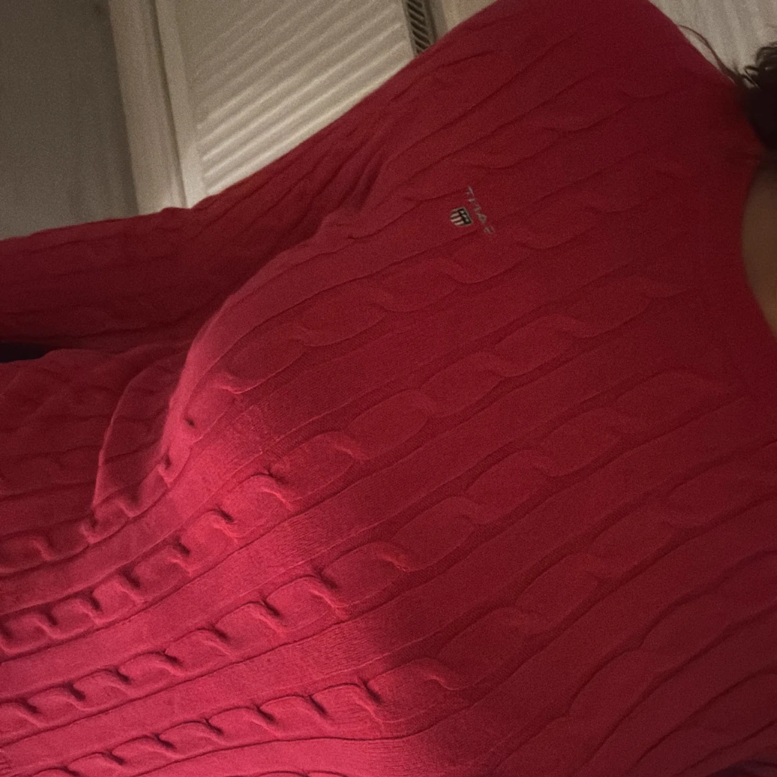 Ceris/röd kabelstickad tröja från Gant