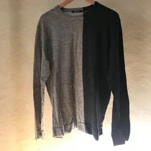 Alexander Wang stickad tröja, alpacka  - Stickad tröja från T by Alexander Wang. Fin kvalitet, delvis alpacka och ull. Ganska tunt stickad tröja. ”Blockmönster” med två block i olika gråa nyanser. Köpt på Caliroots för ca 7-8 år sen. Inte använd mycket. Fortfarande bra skick, lite nopprig