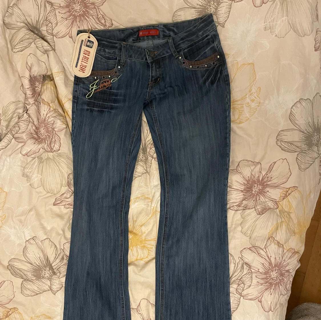 Blå low waisted bootcut jeans - 3
