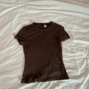 Brun t-shirt från H&M Divided - Säljer en enkel brun t-shirt från H&M Divided. Den har en klassisk rund hals och korta ärmar, perfekt för en avslappnad stil. Materialet känns mjukt och bekvämt mot huden.