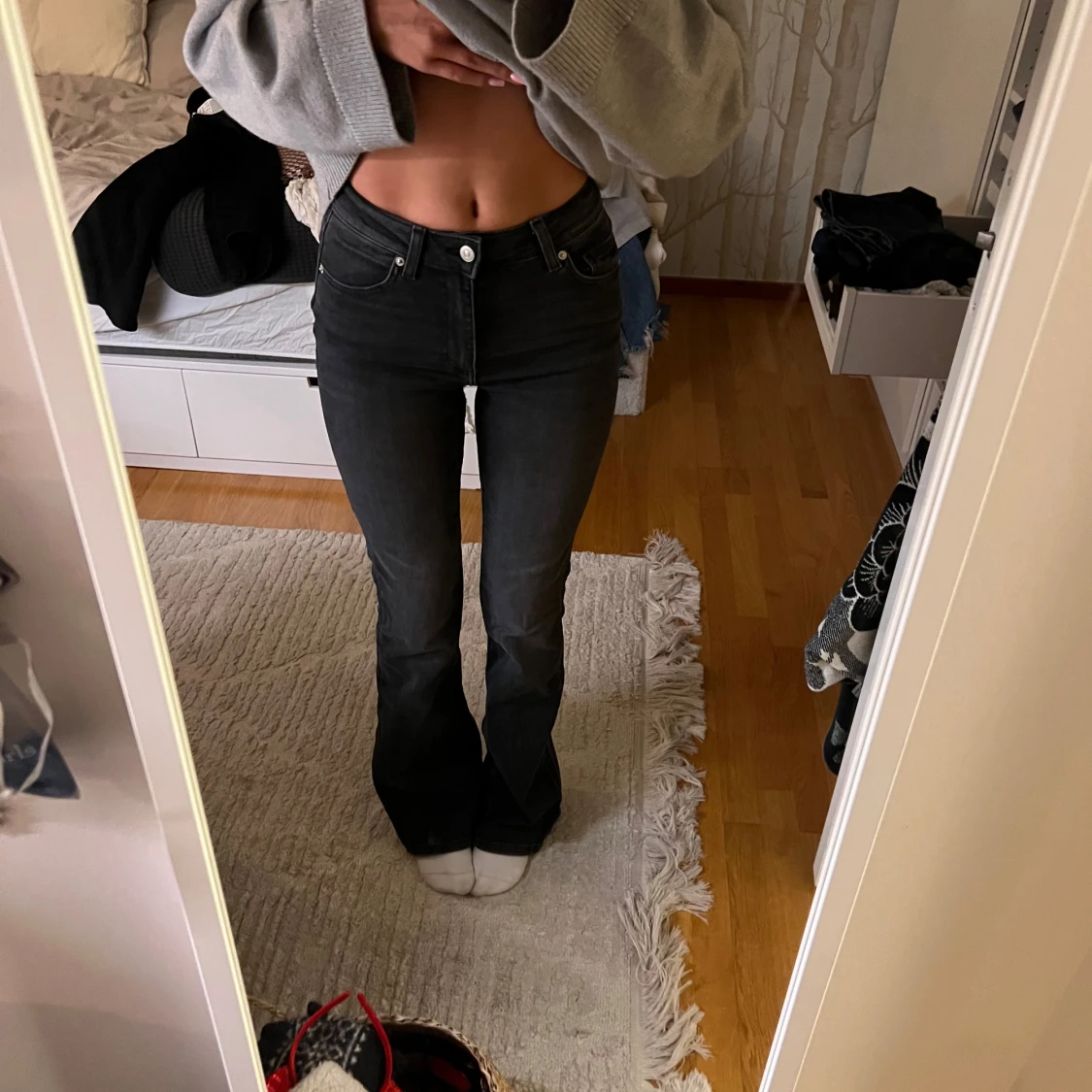 Svart/gråa bootcut jeans