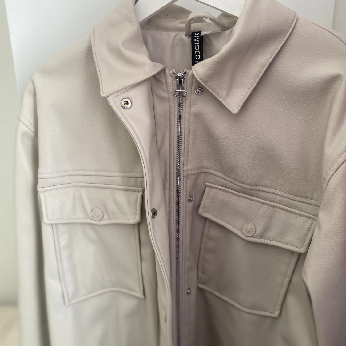 Beige läderjacka hm (faux) - 90