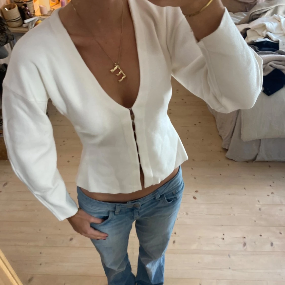 Vit v-ringad topp - 91