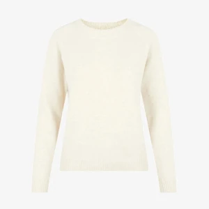 Vit/Beige stickad tröja - Säljer en stilren vit stickad tröja med rund hals och långa ärmar. Perfekt för kyligare dagar och enkel att matcha med olika outfits.