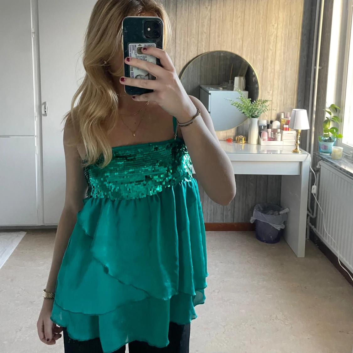 Grön paljettlinne från H&M