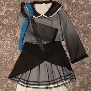 Mafuyu Asahina cosplay med peruk - Säljes då den var lite för liten för mig. Peruken är medellång till grunden och har löstagbar hästsvans. Luggen är ganska kort klippt.