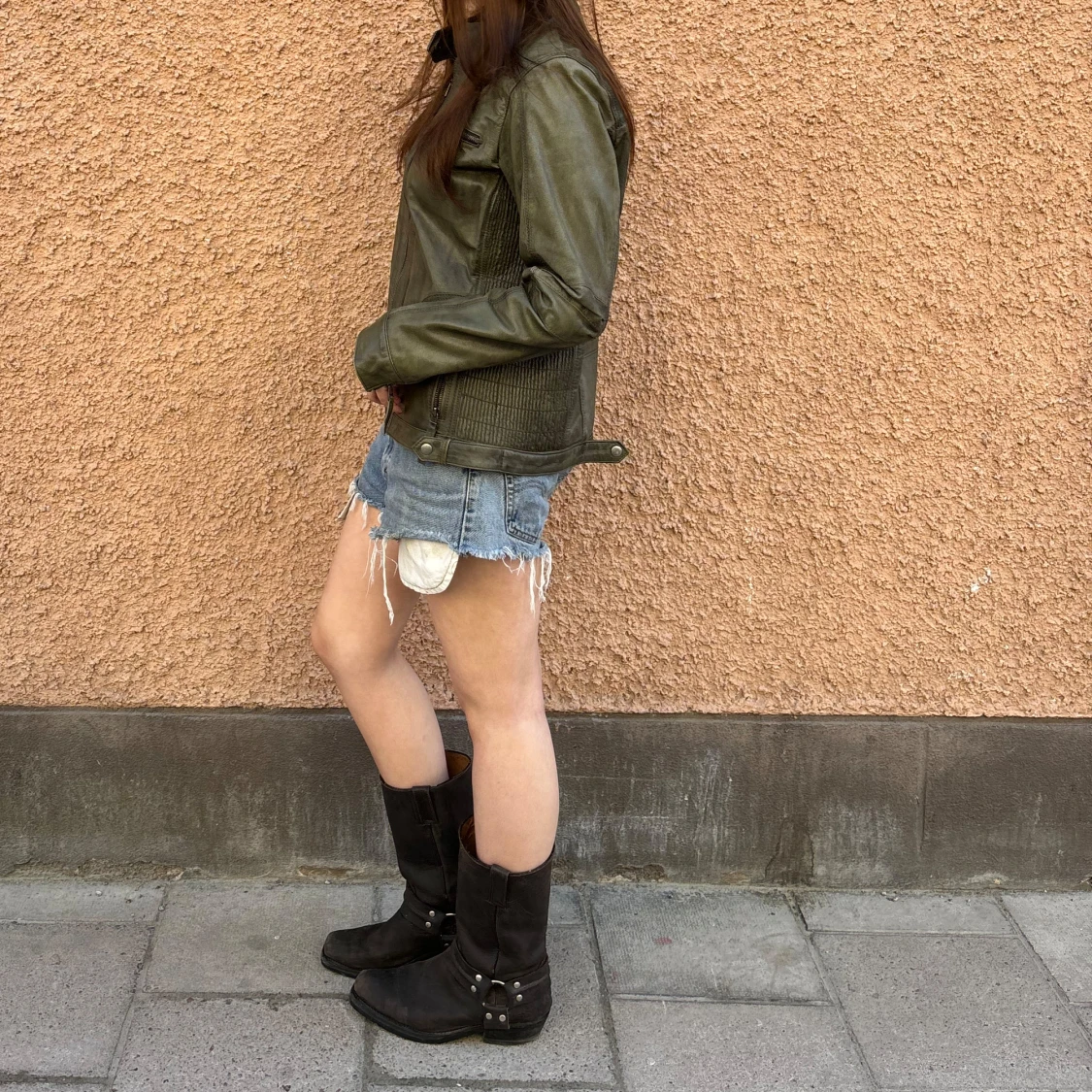 Grön skinnjacka  - 90