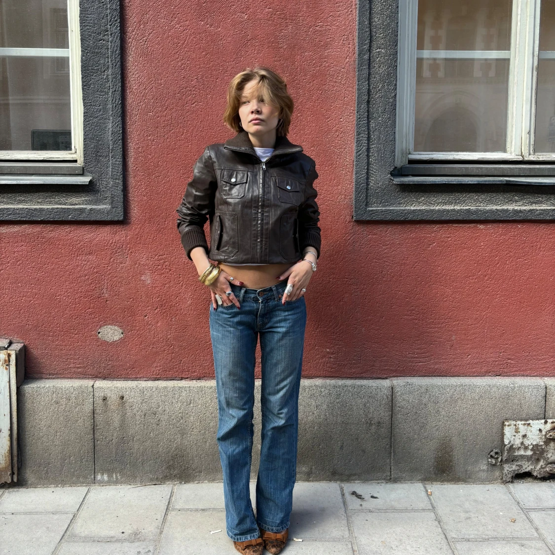 Brun skinnjacka - 91