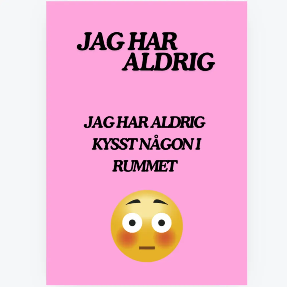 Vi är ett UF som vill skapa det perfekta spelet för alla tillfällen!♠️🪩 Kontakta oss ifall ni vil ha mer information om vårat UF!  OBS det går inte att köpa produkten än då den inte är färdig!. Övrigt.