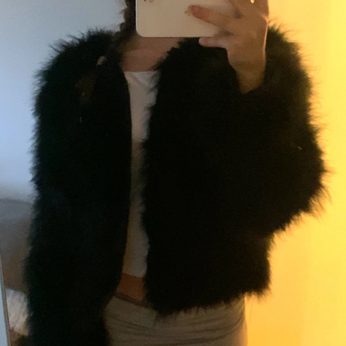 Svart pälsjacka - 90